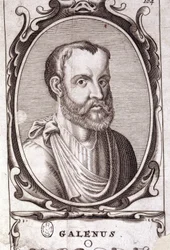 Portrét Claudia Galéna (Klaudios Galénos nebo Claudio Galeno nebo Galén, kolem roku 131 - kolem roku 201), řecký lékař. Rytina z 18. století.