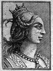 Portrét Emmy, dcera Lotharia II., italského krále, provdala se za Lothaira v roce 966. Měli dítě Ludvíka V. posledního karolínského krále.