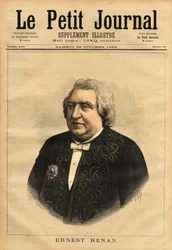 Portrét Ernesta Renana (1823-1892), spisovatele, filologa, filozofa a historika. Populární autor knihy „Život Ježíše“, která obsahuje tuto polemiku o Ježíšově biografii, která byla vyvrácena jako životopis obyčejného člověka a že Bible musí být kriticky