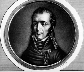 Portrét Guillaume Marie-Anne Bruneové (1763-1815), marechala z Francie. Rytina v „“ Kompletní sbírka historických obrazů francouzské revoluce, ve třech svazcích.“““ 1804.