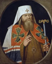 Portrét Hadriána (1627-1700), pravoslavného arcibiskupa patriarchy moskevského, obraz anonymního autora ze 17.