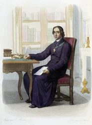 Portrét Jean Baptiste (Jean-Baptiste) Massillona, francouzský predikátor (1663-1742) - v „“Le Plutarque Francais““, ed. Mennechet