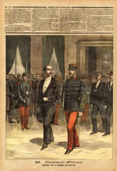 Portrét Jeana Casimira-Perriera (Casimir Perrier, Casimir Perrier, Casimir-Perrier) (1847-1907), nového prezidenta Poslanecké sněmovny. Rytina v „“ Le petit journal““ 28.1.1893. Selva sbírka.