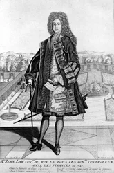 Portrét Johna Lawa (1671 - 1729) pěšky, Scottish Financial, který způsobil bankrot v roce 1720 (událost Quincampoix Street)