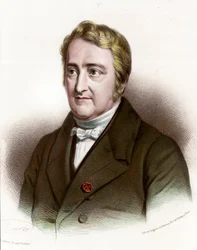 Portrét Josepha Pelletiera (1788 - 1842) francouzského chemika. Rytina 19. století. Soukromá sbírka.
