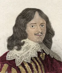 Portrét Luciuse Caryho (asi 1610-1643), 2. vikomta Falklanda, politika, vojenského a anglického spisovatele. Rytina 19. století.