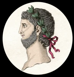 Portrét Nera Claudia Caesara Augusta Germanica (37-68 n. l.), římského císaře. Rytina 19. století.