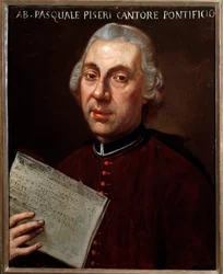 Portrét Pasquale Piseriho (Pisari) (1725-1778) italský skladatel Anonymní malba. Bologna z 18. století, občanské hudební muzeum