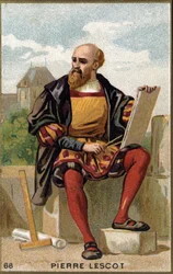Portrét Pierra Lescota (1515 - 1578) francouzského architekta a malíře. Chromolitografie 19. století.