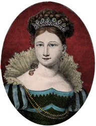 Portrét princezny Louise (Luise) Sasko-Gotha-Altenburg (Sasko Gotha Altenburg) (1800-1831). Rytina 19. století