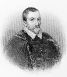 Portrét sira Thomase Bodleyho. Anglický diplomat a učenec (1545 až 1613).