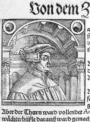 Portrét Ulricha Zwingliho (1484 - 1531), švýcarského náboženského reformátora.