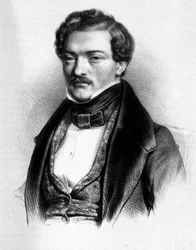 Portrét francouzského tenoristy Gilberta-Louise Dupreze (1806 - 1896).