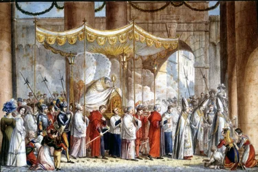 Procesí v Římě v roce 1835 papeže Gregoire XVI. (1765 - 1846).