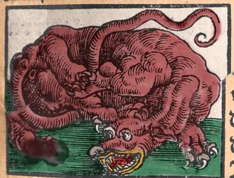 Znázornění draka. Rytina z „Den Ellen Strength Beste Fromen“ od Johanna Stumpffa. 1550