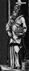 Znázornění řeckého filozofa Stoicist Cleanthe (330-232 př. n. l.)““ Rytina z frontispisu „“filosofických děl““ od Seneque