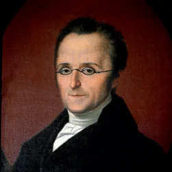 Risorgimento: "" Portrét italského patriota Silvia Pellica (1789-1854) "Anonymní obraz Saluzzo z 19. století, Museo di Casa Cavassa