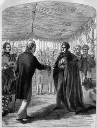 Sir Walter Scott předává kříž svatého Ondřeje králi Jiřímu IV