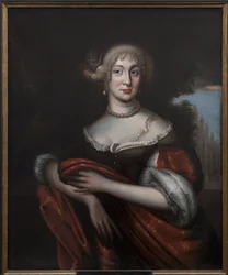 Sophie Amelie de Nassau Siegen, princezna German, vévodkyně de Courlande (Lotyšsko) - Portrét hraběnky Sophie Amalie z Nassau-Siegen (1650-1688), vévodkyně z Courland, Anonym. Olej na plátně. Rozměr: 90 x 74 cm. Národní muzeum Stockholm