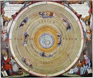 Systém světa Ptolemaia - od ap. „Harmonia Macrocosmica“ od André Cellariuse