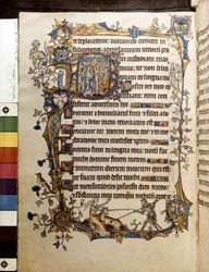 Dub a jednorožec, ilustrace z "Ormesby Psalter