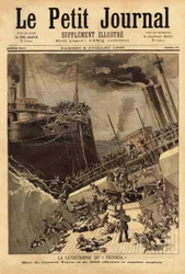 Bitevní loď Victoria se potápí u syrského pobřeží, pobídnuta lodí Camperdown. Rytina v „“ Le petit journal“ 8/07/1893. Selva sbírka.