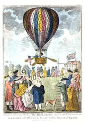 "Vzdušný balon při výstupu s panem Lunardim z dělostřelecké základny, 15. září 1784