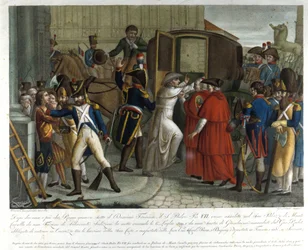 Zatčení Pia VII (1742 - 1823) v Savoně v roce 1809.