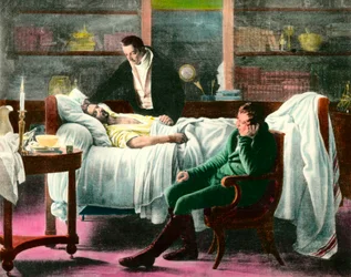 Smrt Francoise Xaviera Bichata (1771-1802), francouzského lékaře. Ilustrace 19. století. Soukromá sbírka