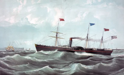 Parník US Atlantic (americký poštovní parník Atlantic) Lithograph 1850