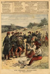 Waguemestre, armáda pověřená distribucí pošty vojákům. Rytina v „“ Le petit journal“ 23/09/1893. Selva sbírka.