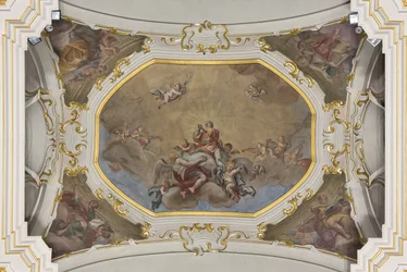 Trojice a svatý Štěpán ve slávě se čtyřmi evangelisty