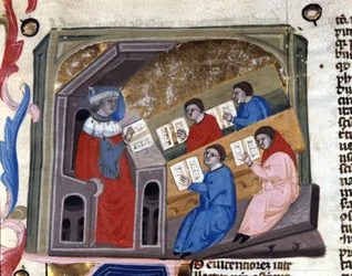 Univerzita. Rukopis ze 14. století. Biblioteca Nazionale Braidense, Milán