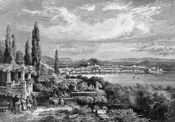 Pohled na město Terst (v rakouském období), rytina z roku 1885