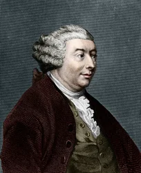 portrét Davida Huma. Skotský filozof (1711 až 1776).