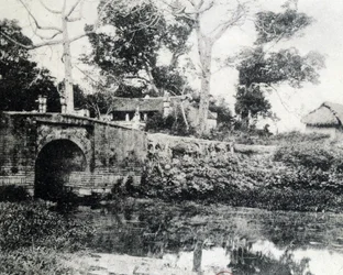 Hanoj, papírový most v roce 1883.