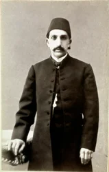 Osmanská říše: portrét sultána Abdulhamida II. (Abd ul Hamid, Abd-ul-Hamid, Abdulhemit, Abdul Hamid, Abd al-Hamid, Abd al-Hamid, Abd al-Hamid) (1842-1918). Fotografie. Ankara, Turecká historická společnost, Turecko