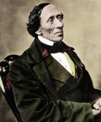 Portrét dánského spisovatele a básníka Hanse Christiana Andersena (1805-1875). Fotografie z 60. let 19. století.