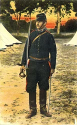 Portrét střelce ve službě během první světové války (1914-1918).