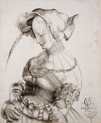 Prostitutka v poloviční postavě, 1518.