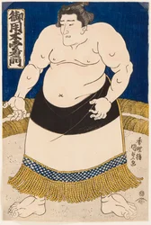 Portrét zápasníka sumo Goyogi Kumoemon. Tisk Utagawa Kunisada (1786-1865)