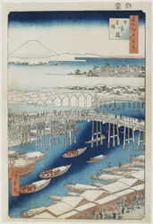 Jasné počasí po sněhu, most Nihonbashi, květen 1856