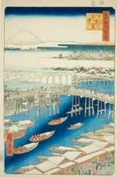Cware er f hand r Sw at Japan B reason (Nihonbashi snow clear), ze série "Hřeben pro hřebeny" 100 zobrazení)”