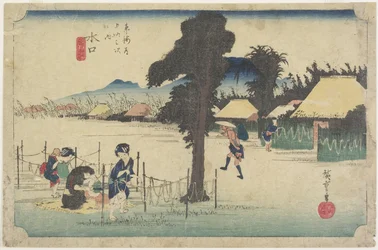 Sušení hoblin z tykve, Minakuchi, c. 1833