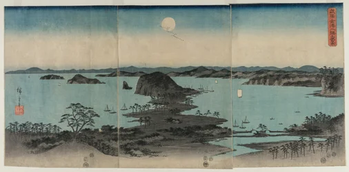 Osm pohledů na Kanazawa v noci, 1857.
