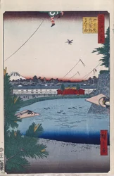 Hibiya a Soto-Sakurada z Yamashita-cho Sto slavných pohledů na Edo, 1856-1858