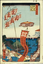 Most Kanasugi a Shibaura. Sto slavných pohledů na Edo, c. 1858
