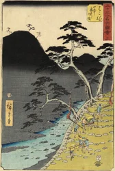 No.11 River in the Mountain at Night, Hakone, červenec 1855
