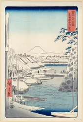 Nábřeží na Sukiya in Edo (Tōto Sukiya-gashi), ze série Třicet šest pohledů na horu Fuji (Fuji