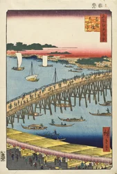 Most Ryōgoku a velký říční břeh